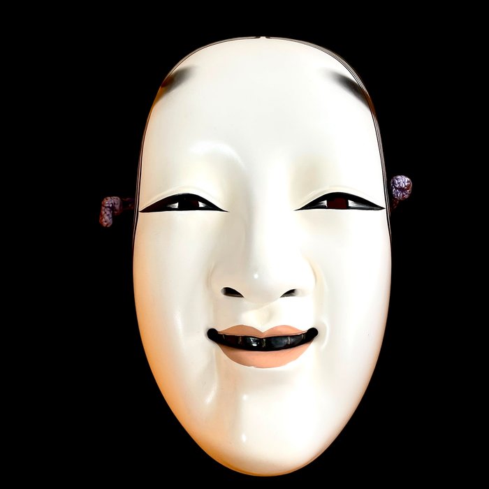 Tanaka Jiro 田中二郎 Japansk Ko-Omote Noh Theatre Mask - Keramik med trækasse - Keramik - Tanaka Jiro 田中二郎 - Japan - Shōwa-periode (1926-1989)