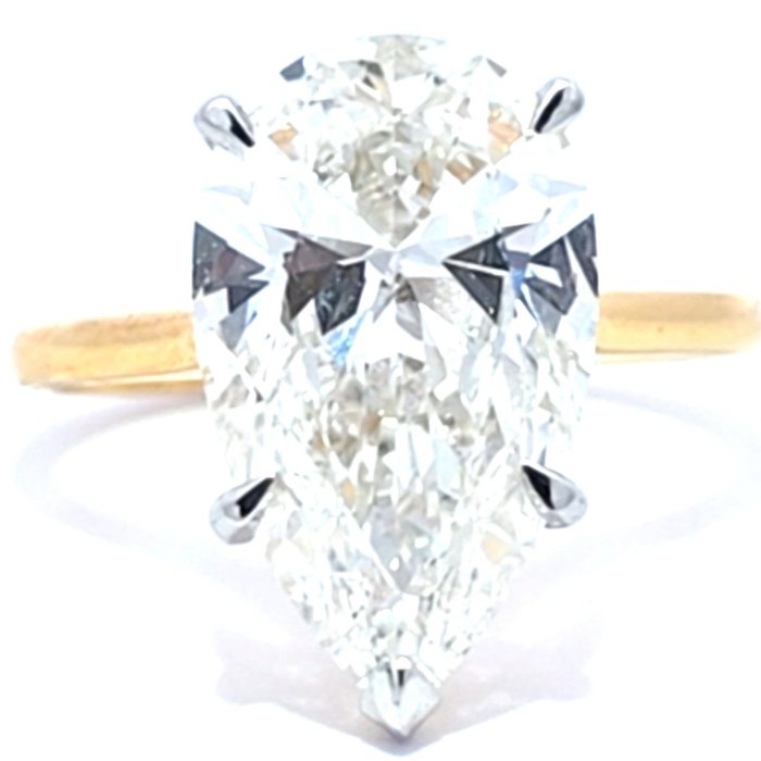 Ring - 14 karat Gulguld -  5.07ct. tw. Diamant (Laboratoriedyrket) - IGI CERTIFICERT