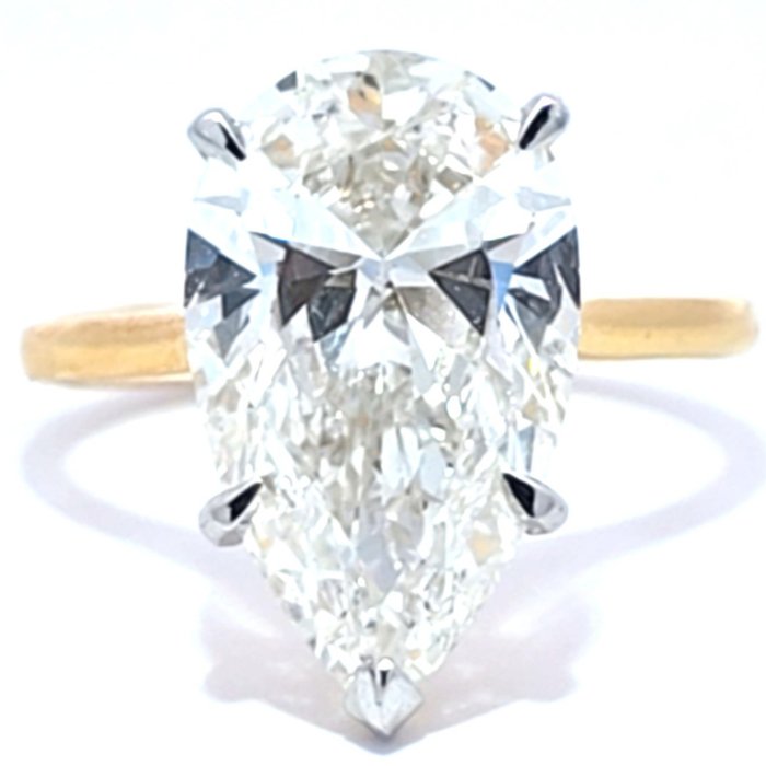 Ring - 14 karat Gulguld -  5.07ct. tw. Diamant (Laboratoriedyrket) - IGI CERTIFICERT