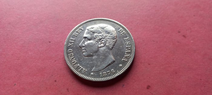 Spanien Alfonso XII (1874-1885) 5 Pesetas 1876  DEM - oreja rallada  (Ingen mindstepris)