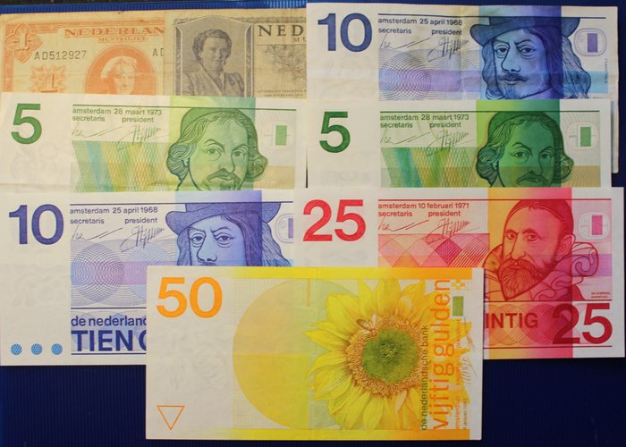 Holland. - 8 Banknotes - Various Dates  (Ingen mindstepris)