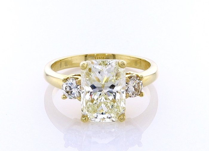 Ring - 14 karat Gulguld -  3.02ct. tw. Diamant (Naturfarvet) - Diamant