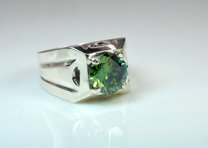 Ingen mindstepris - Ring Sølv -  4.50ct. tw. Morganit - monzonit diamantring