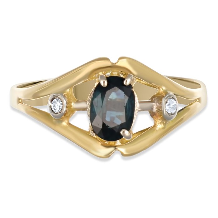 Ring - 18 kraat Gulguld -  0.53ct. tw. Safir - Diamant