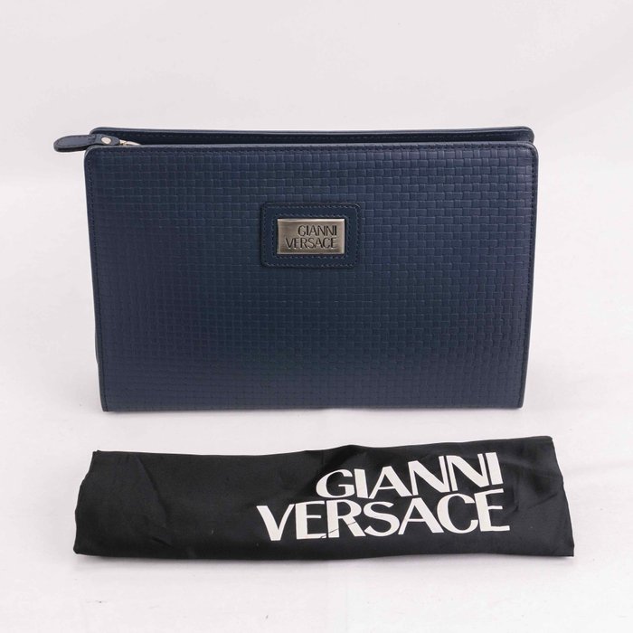 Gianni Versace - Blue Leather Clutch - Håndtaske uden hank