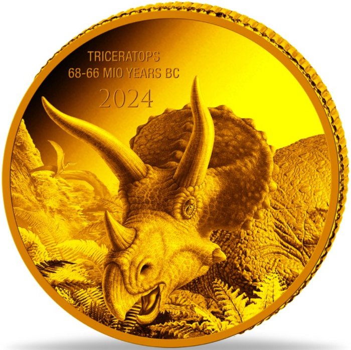 Congo. 100 Francs 2024 "Triceratops" (.999) Proof  (Ingen mindstepris)