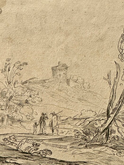 Giovanni Francesco Barbieri (Guercino), after by Anne Claude Philippe de Tubières, comte de Caylus - Landscape with Wanderers