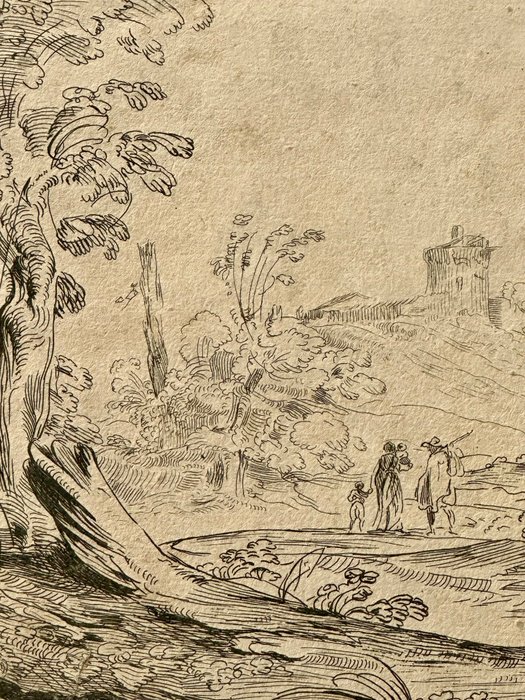 Giovanni Francesco Barbieri (Guercino), after by Anne Claude Philippe de Tubières, comte de Caylus - Landscape with Wanderers