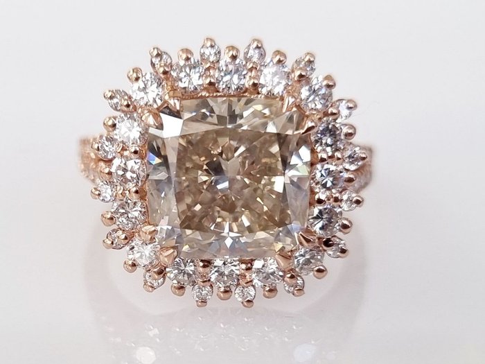 Cocktailring - 14 karat Rosaguld -  6.33ct. tw. Diamant (Natur) - Diamant