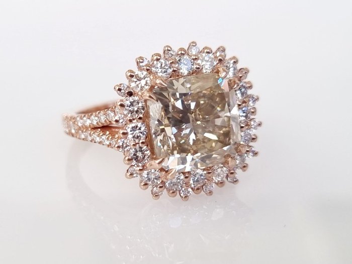 Cocktailring - 14 karat Rosaguld -  6.33ct. tw. Diamant (Natur) - Diamant