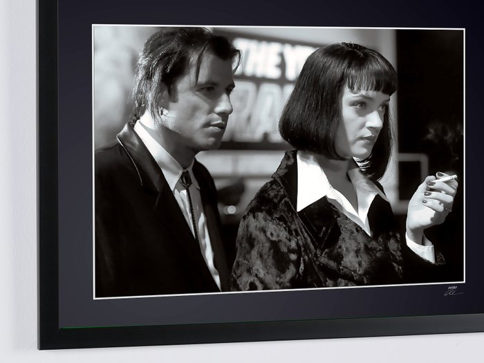 PULP FICTION - Uma Thurman  John Travolta - Fine Art Photography - Luxury Wooden Framed 70X50 cm - Limited Edition 01 Of 30 - Serial ID 16823 - Original Certificate (COA), Hologram Logo Editor and QR Code - 100% New items.