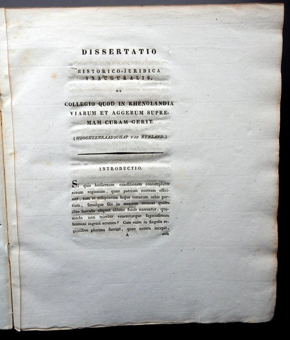 Halteren J J van - Dissertatio historico-juridica inauguralis de collegio quod in Rhenolandia viarum et aggerum - 1828-1828