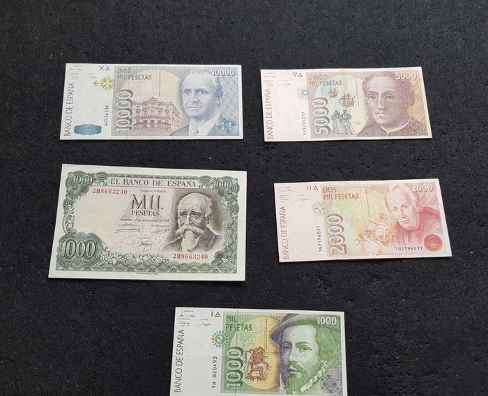 Spanien - 5 billetes Pesetas diferentes valores 1971/1992 - Pick 154 162 163 165 166  (Ingen mindstepris)