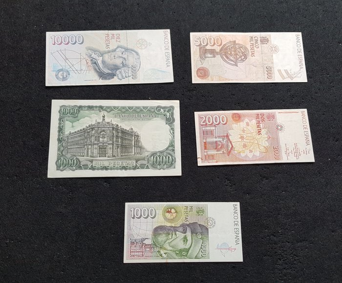 Spanien - 5 billetes Pesetas diferentes valores 1971/1992 - Pick 154 162 163 165 166  (Ingen mindstepris)