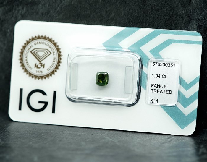 1 pcs Diamant  (Farvebehandlet)  - 1.04 ct - Pude - SI1 - International Gemological Institute (IGI)