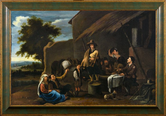 Johannes Lingelbach (1624–1674), seguace di - Gli allegri bevitori della locanda