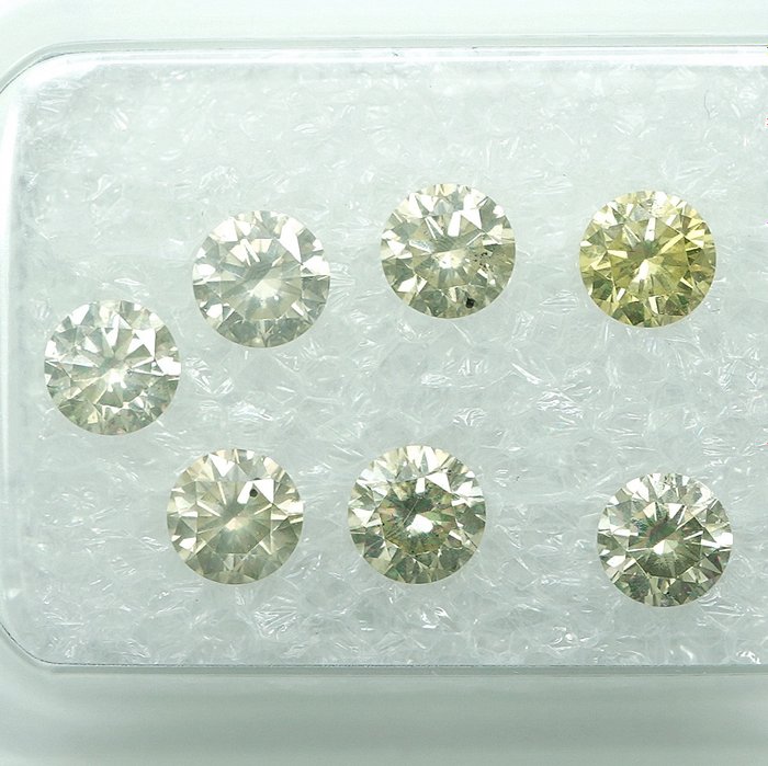 7 pcs Diamant  (Natur)  - 1.11 ct - I1, SI1 - Gem Report Antwerp (GRA)