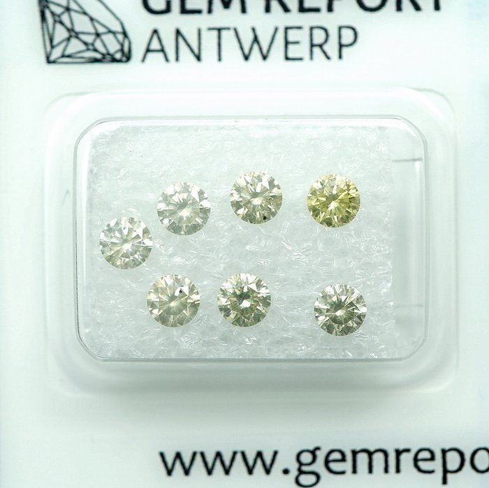 7 pcs Diamant  (Natur)  - 1.11 ct - I1, SI1 - Gem Report Antwerp (GRA)