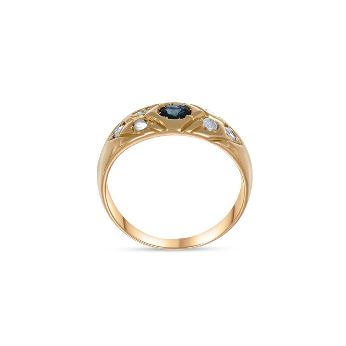 Ring - 18 kraat Gulguld -  0.37ct. tw. Safir - Diamant