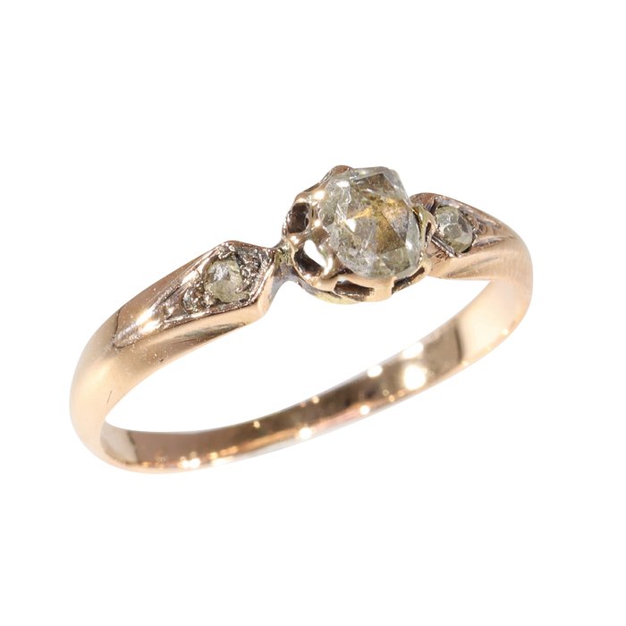 Ingen mindstepris - Ring - 18 kraat Rosaguld - Diamant - Vintage antik 1880