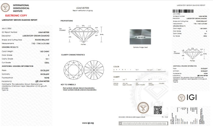 Ingen mindstepris - Øreringe - 14 karat Gulguld -  3.65ct. tw. Diamant (Laboratoriedyrket) - E VS1 IGI-certificeret