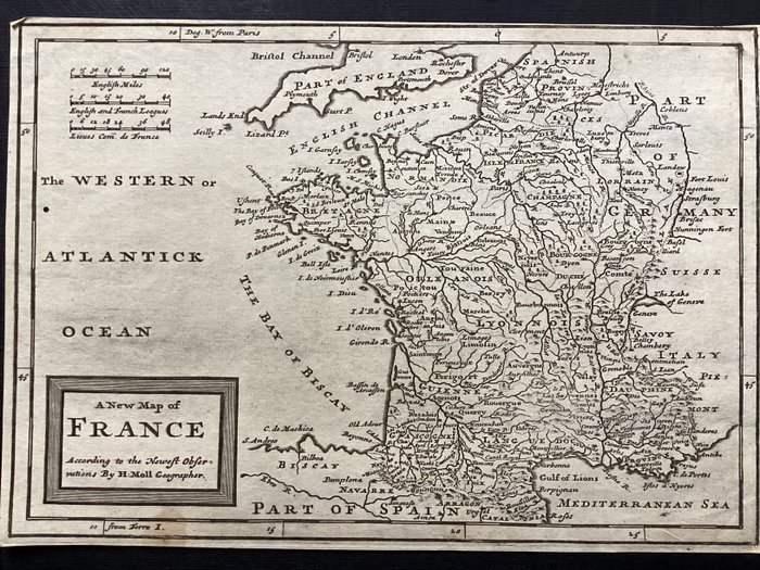 3 maps of France - .; Herman Moll ( c.1654–1732) - France / The South Part of France / The North Part of France - 1701-1720