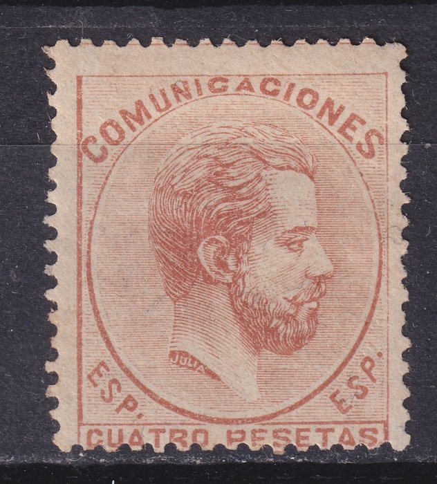 Spanien 1872 - Reign of Amadeo I - Edifil 128 - 4 Pesetas kastanje