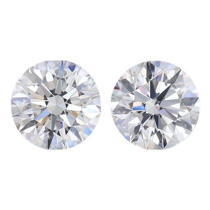 2 pcs Diamant  (Natur)  - 180 ct - Rund - D (farveløs) E - VVS1 VVS2 - Gemological Institute of America (GIA)