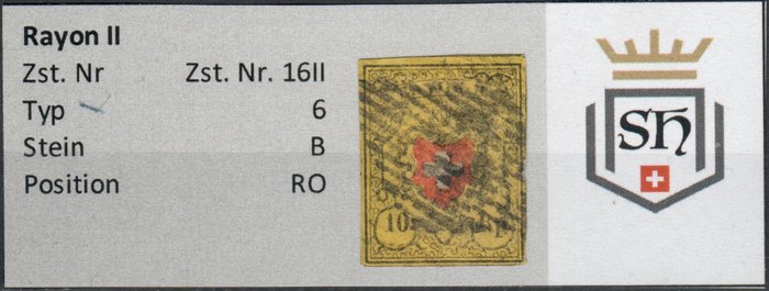 Schweiz 1850/1850 - Rayon II - Zst. Nr. 16II 8 Stück alle von Stein B (Qualität 1A) - Zumstein