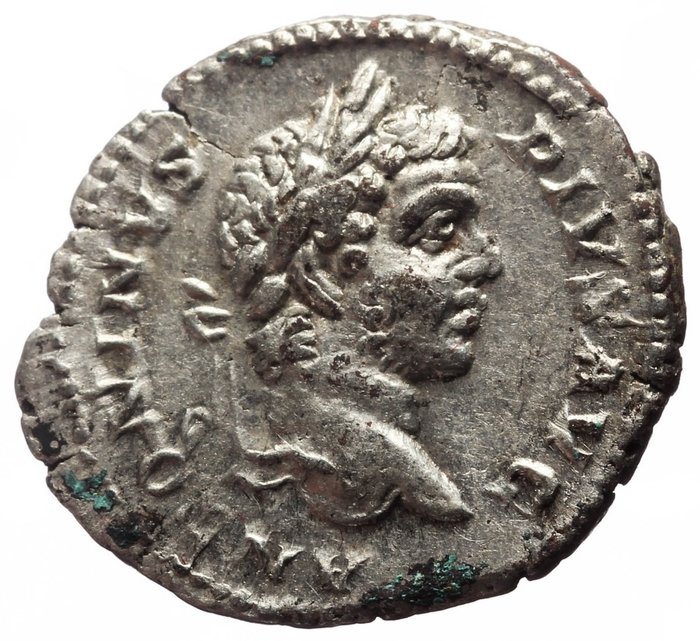 Romarriket. Caracalla (AD 198-217). Denarius Caracalla on horseback