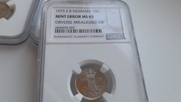 Danmark. 3 Denmark error coins in NGC holders.. 10öre-25öre 1975-1980 Naice errors MS63-65 10öre-25öre 1975-1980