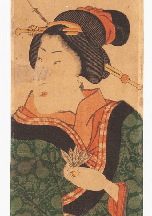 'Lady Playing Hagoita, Spring from Four Seasons' - Yoshikazu Utagawa (1848 - 1870) - Japan -  Edo-perioden (1600-1868)