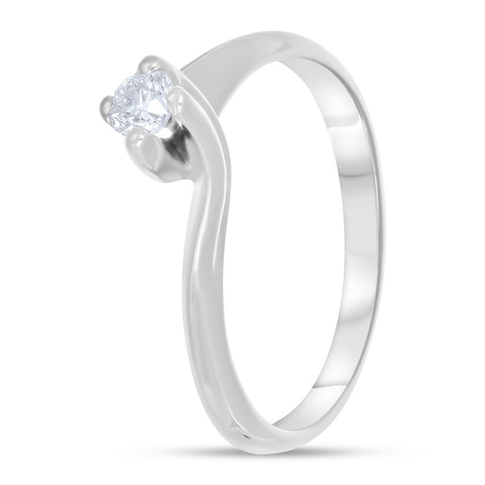 Ring - 18 kraat Hvidguld -  0.17ct. tw. Diamant (Natur)