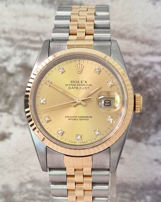 Rolex - Oyster Perpetual Datejust Diamonds - Ingen mindstepris - Ref. 16233G - Mænd - 1990-1999