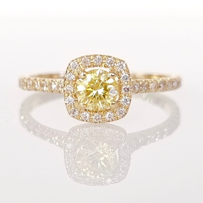 Ring - 14 karat Gulguld -  0.65ct. tw. Gul Diamant (Naturfarvet) - Diamant