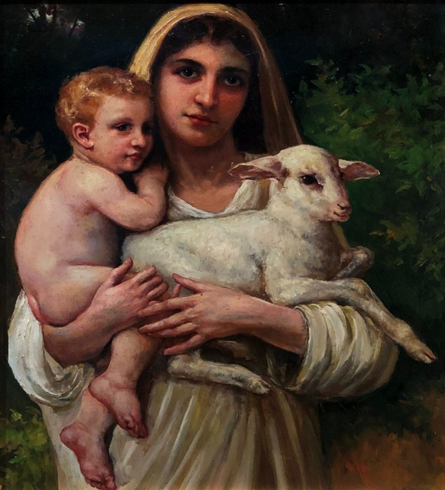 École Espagnole (XX) - Notre-Dame, la Bonne Bergère, D'après William-Adolphe Bouguereau