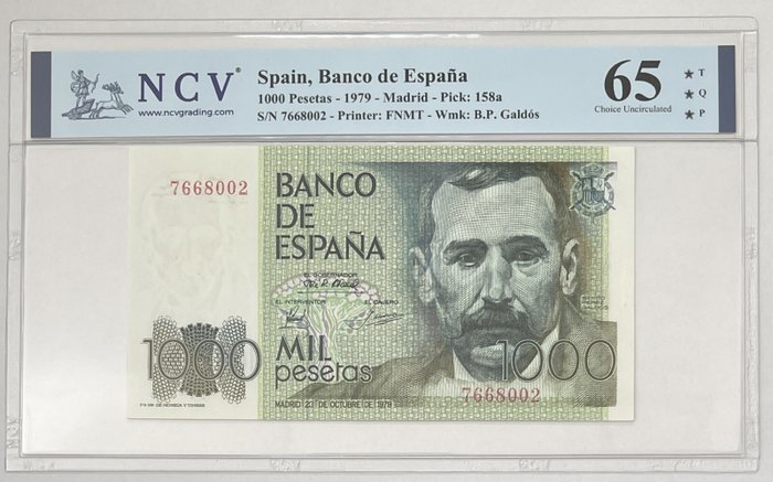 Spanien - 2 x 1000 pesetas 1979 - without Series - Benito Pérez Galdós - Pick 158a  (Ingen mindstepris)