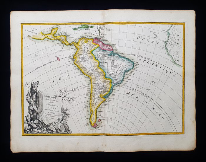 America - Sydamerika / Colombia / Argentina / Sydamerika / Brasilien / Guyana / Chile / Peru; G. Rizzi Zannoni / Janvier / Lattre - L'Amerique Meridionale divisee en ses principaux Etats - 1761-1780