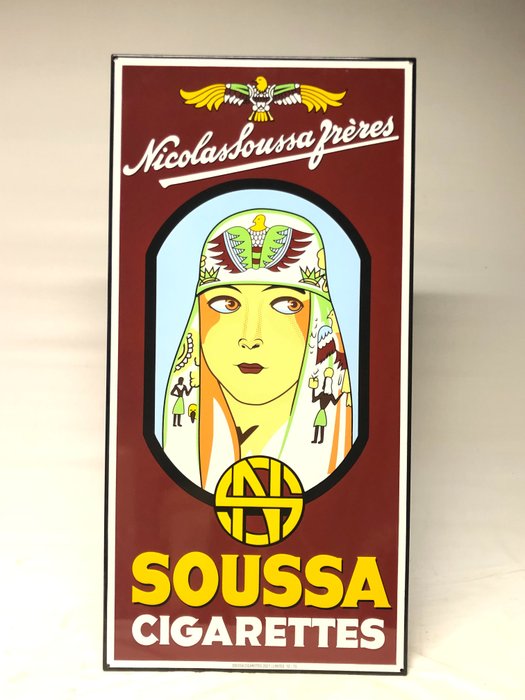 Susse Frères - Soussa Cigarettes - Reklametavle - Emalje