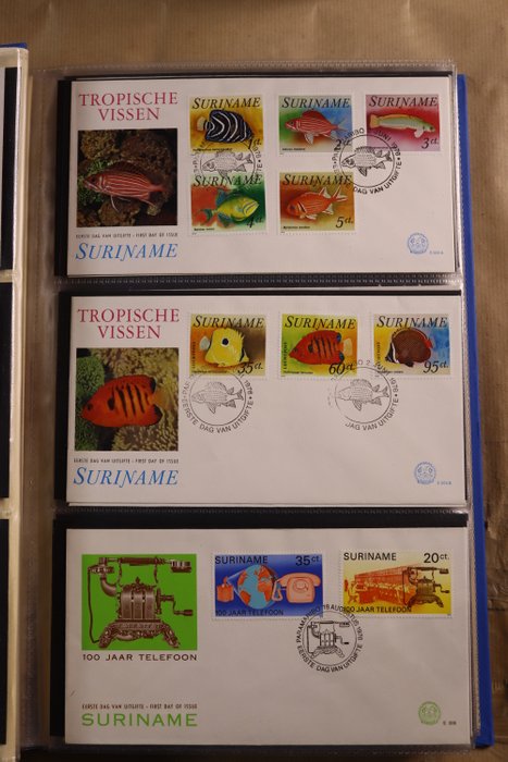 Republikken Surinam 1975/2007 - Næsten komplet samling af FDC'er i 3 Importa PSIII albums