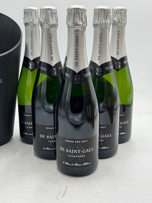 2017 De Saint-Gall, De Saint Gall - Blanc de Blancs Millésimé with Champagne Bucket - Champagne Grand Cru - 6 Flasker (0,75 L)