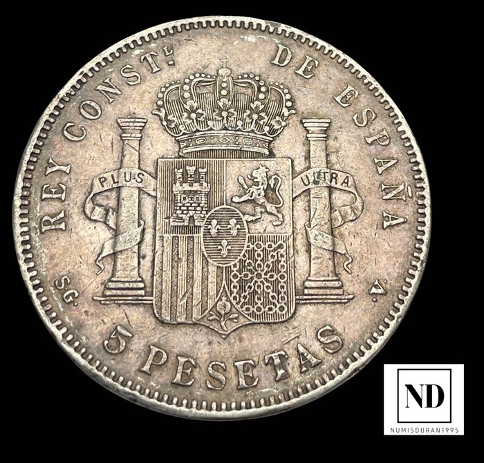 Kongeriget Spanien. Alfonso XIII (1886-1931). 5 Pesetas 1897 - Madrid  (Ingen mindstepris)