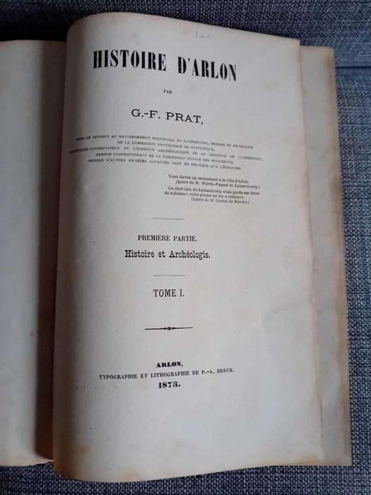 G.-F. Prat - Histoire d'Arlon - 1873-1874