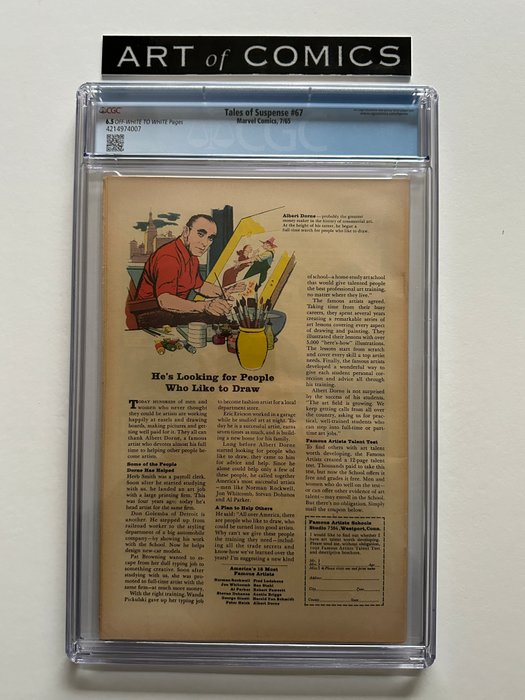 Tales of Suspense #67 - Red Skull, Hitler Appearance - CGC Graded 6.5 - 1 Graded comic - Første udgave - 1965