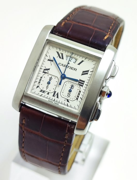 Cartier - Tank Française Chronoflex - W5101455 - Mænd - 2000-2010