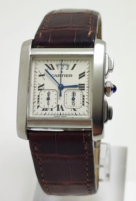 Cartier - Tank Française Chronoflex - W5101455 - Mænd - 2000-2010