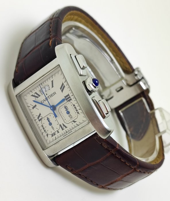 Cartier - Tank Française Chronoflex - W5101455 - Mænd - 2000-2010