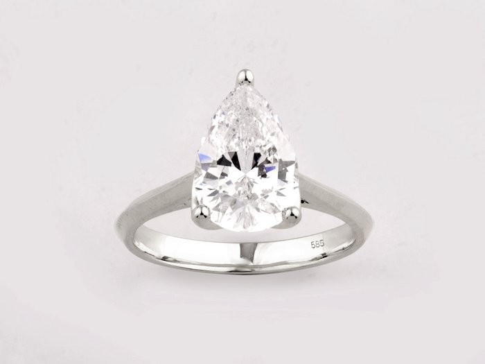 Ring - 14 karat Hvidguld -  2.50ct. tw. Diamant (Laboratoriedyrket)