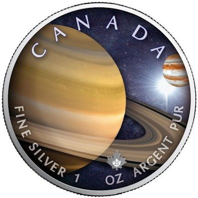 Canada. 5 Dollars 2022 Sonnensystem - Saturn, 1 Oz (.999) mit COA  (Ingen mindstepris)