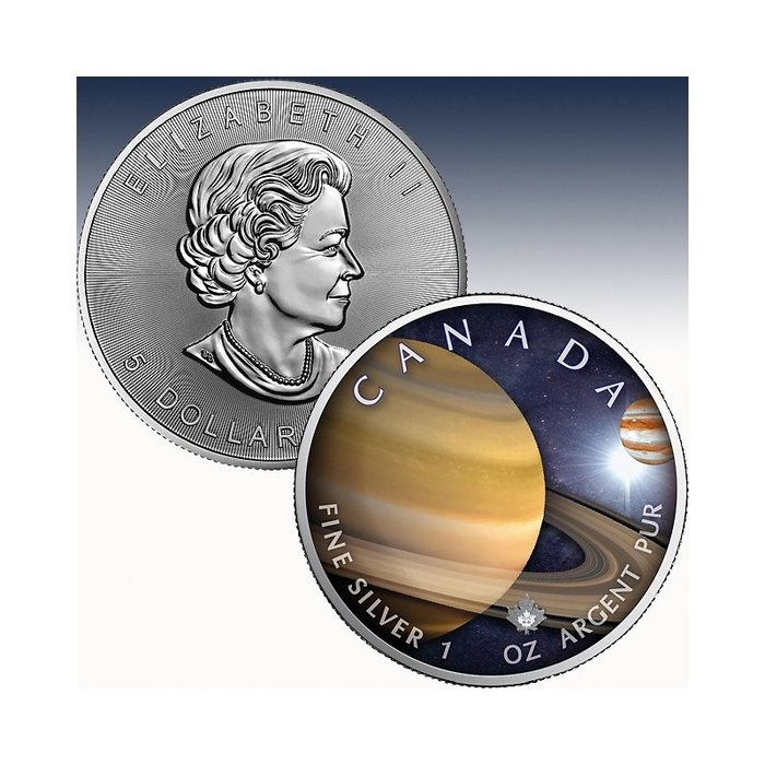 Canada. 5 Dollars 2022 Sonnensystem - Saturn, 1 Oz (.999) mit COA  (Ingen mindstepris)